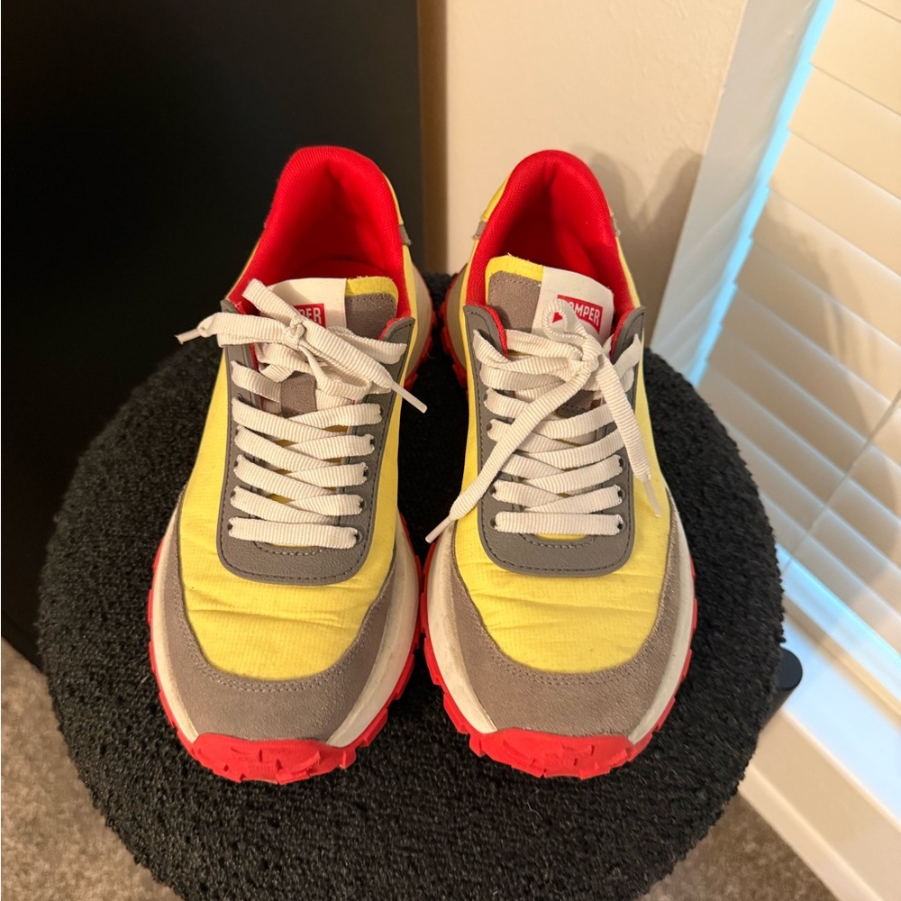Camper Yellow and Red Sneakers with Gray Accents